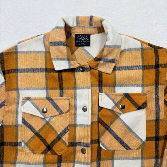 HFX Snap Front Orange Plaid Flannel Shacket Wool Blend Cabincore Outdoor Size M - Picture 2 of 11